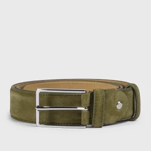 Cintura in suede verde con fibbia quadrata